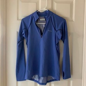 Light blue performance shirt with thumb holes